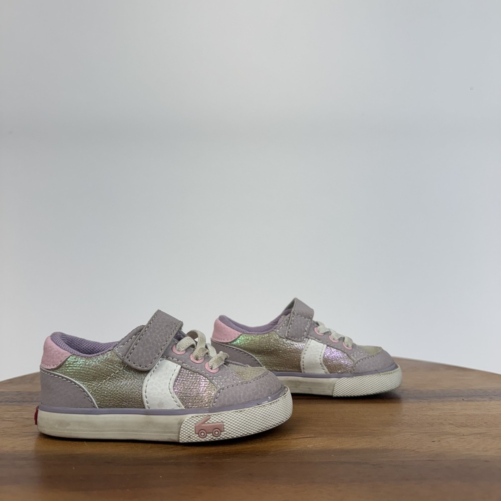 Little Kids Girls See Kai Run Connor Gold Purple Low Sneakers Shoes Size 5 C GUC - Picture 1 of 8